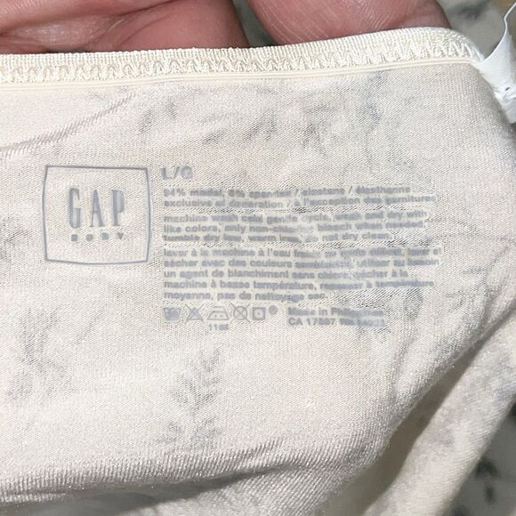 GAP Body Y2K Cami Top Size L Laced Neckline Knit Ivory Floral Black Lined 90s - Picture 8 of 9